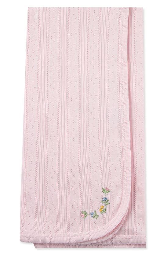 Shop Little Me Dainty Flowers Pointelle Cotton Blanket In Pink