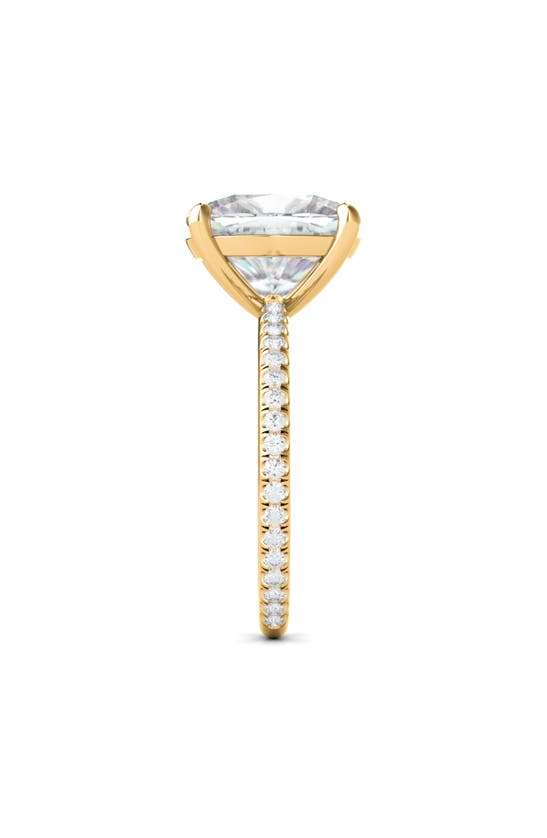Hautecarat Everyday By Cushion & Pavé Lab Created Diamond 18k Gold Ring In 18k Yellow Gold