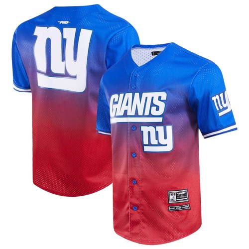 Men's Pro Standard Royal/Red New York Giants Ombre Mesh Button-Up Shirt