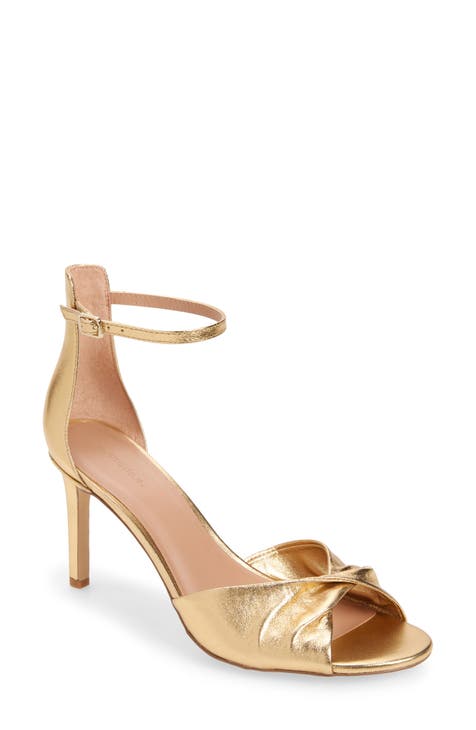 Gold strappy heels sales closed toe