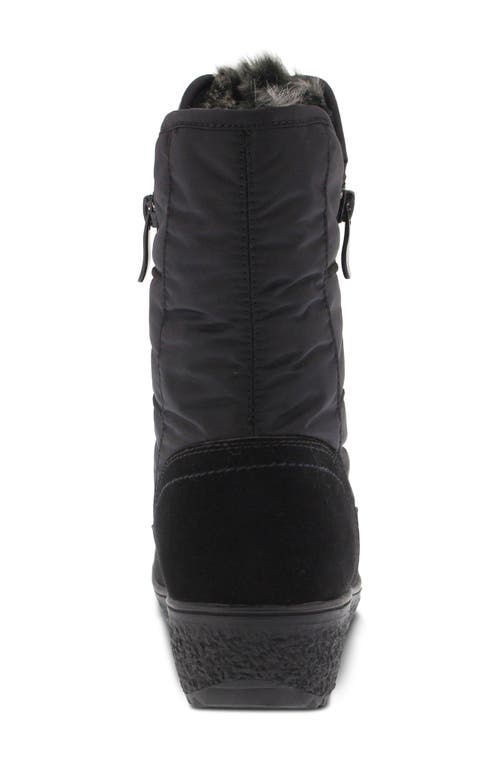 Spring Step Ernestina Waterproof Faux Fur Bootie In Black Fabric