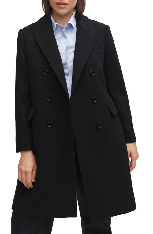 MANGO Double Breasted Coat in Black at Nordstrom, Size Large