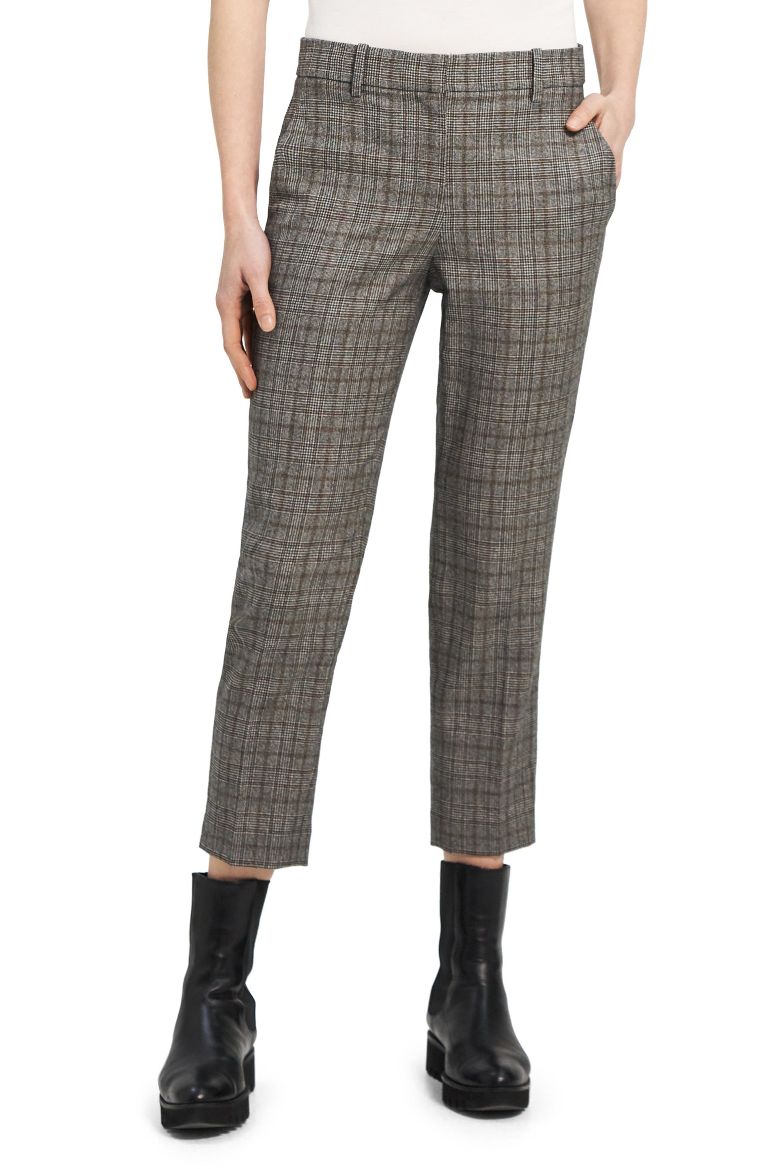 Womens Clothing Trousers Etro Cotton Check-print Cropped Trousers in Black Slacks and Chinos Capri and cropped trousers 