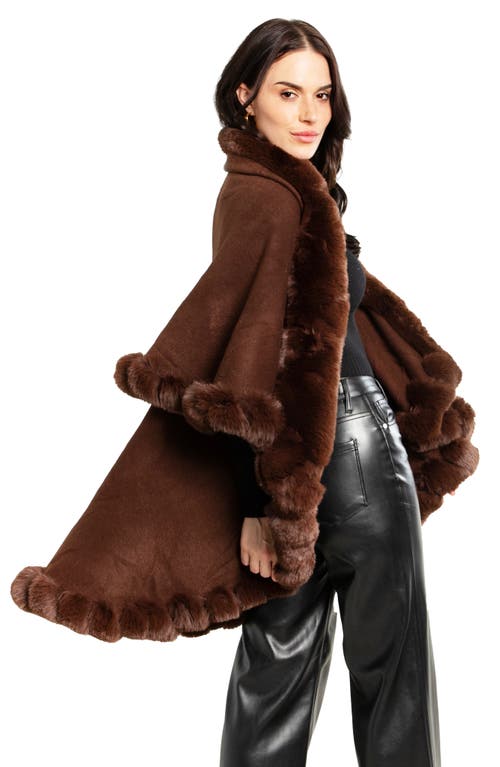 Saachi Tiered Faux Fur Cardigan In Brown