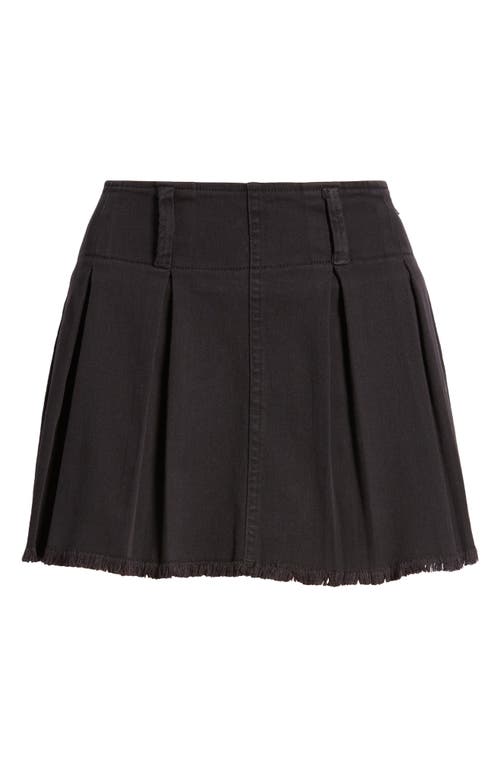 Shop Bp. Pleated Fray Hem Denim Skort In Black