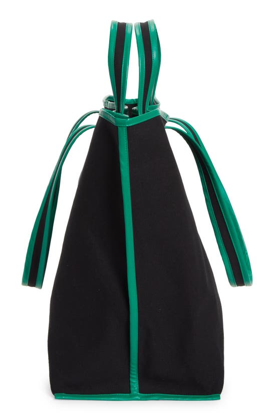 Kassl Large Contrast Trim Canvas Tote In Black / Oil Green 0175
