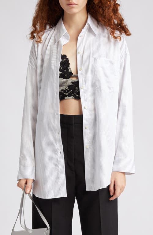 Acne Studios Sueli Pinstripe Oversize Cotton Poplin Shirt In White