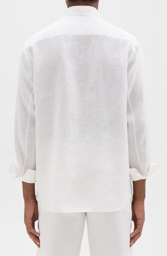 Shop Theory Irving Solid Linen Button-up Shirt In White