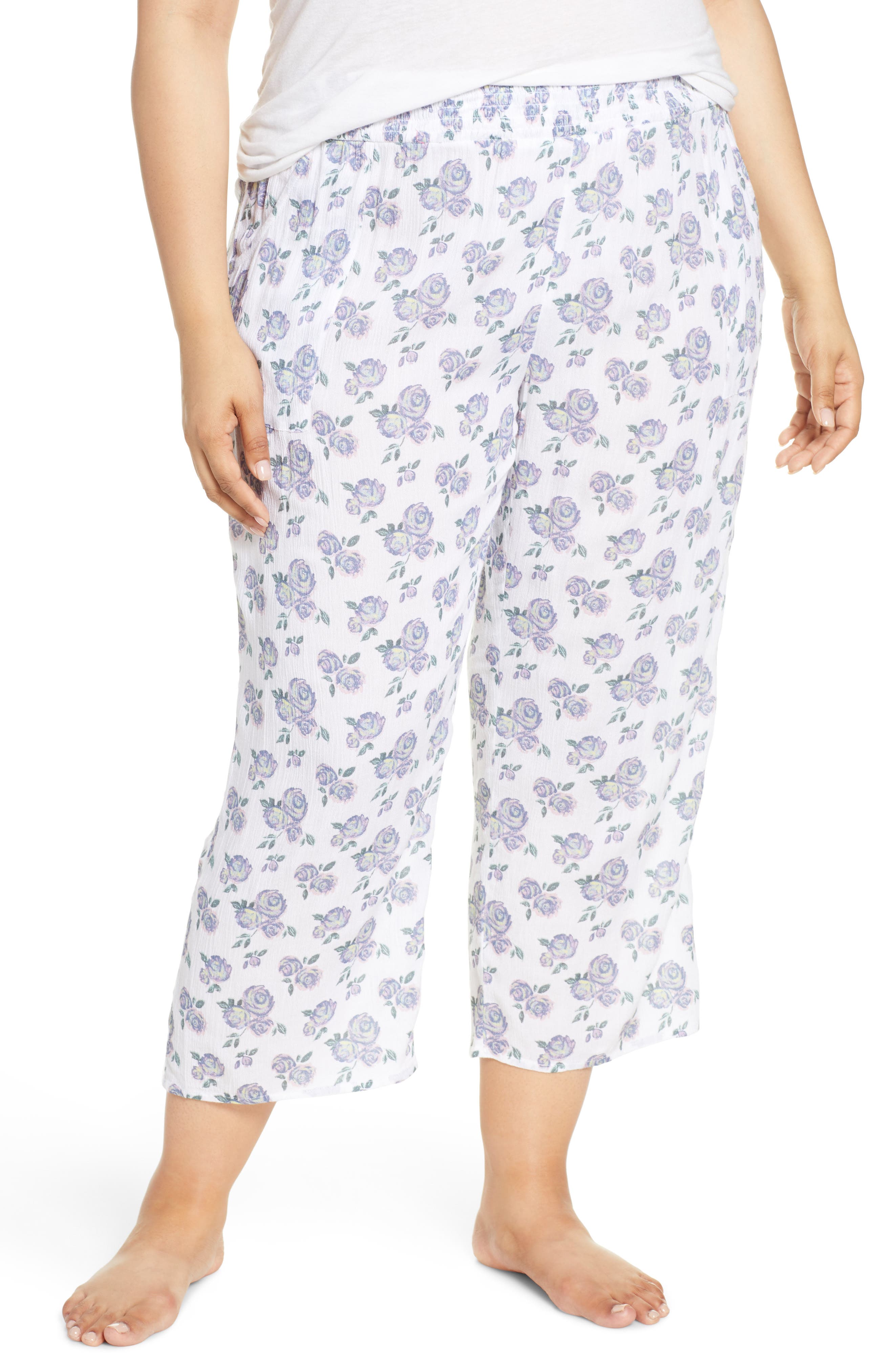 Plus Size Make + Model Crinkle Crop Pajama Pants, Pink