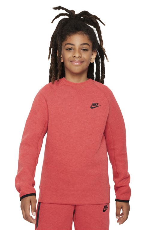 Nike Kids' Tech Fleece Crewneck Sweatshirt In Light University Red/black