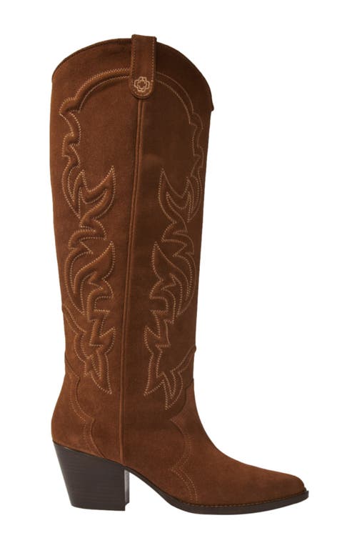 maje Suede cowboy boots in Warm Brown 