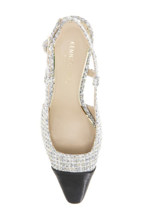 Kenneth Cole Martha Slingback Cap Toe Kitten Heel Pump In Grey Fabric