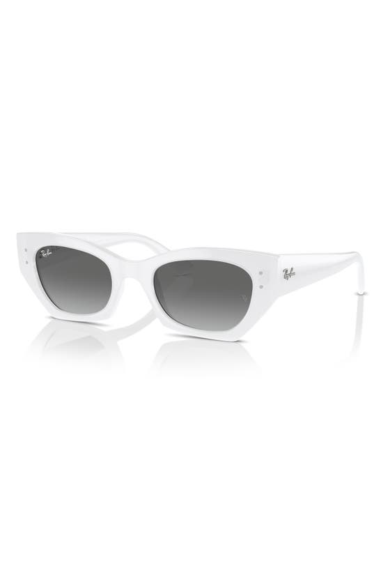 Ray Ban Zena Bio-based Sunglasses White Snow Frame Grey Lenses 52-22 In Grey Flash