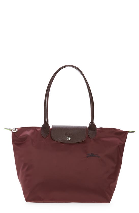 Longchamp Le Pliage Green Recycled Canvas Large Shoulder Tote In Burgundy