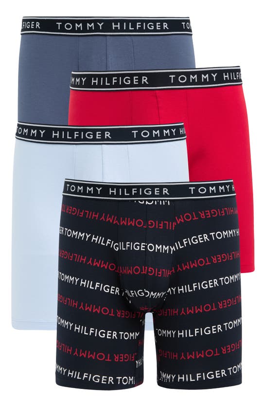 Tommy Hilfiger Pack Of Four Boxer Briefs In Metal