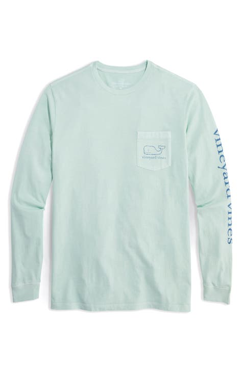 Vintage Whale Pocket Long Sleeve Cotton Graphic T-Shirt