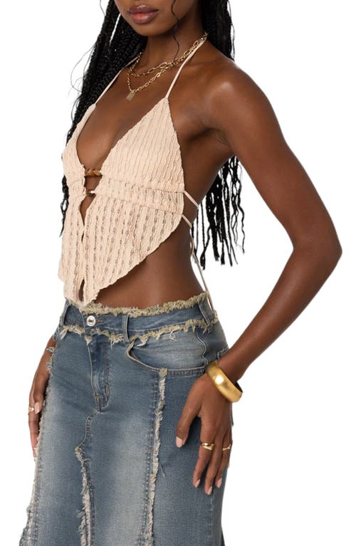 Edikted Anaya Textured Open Back Top In Beige