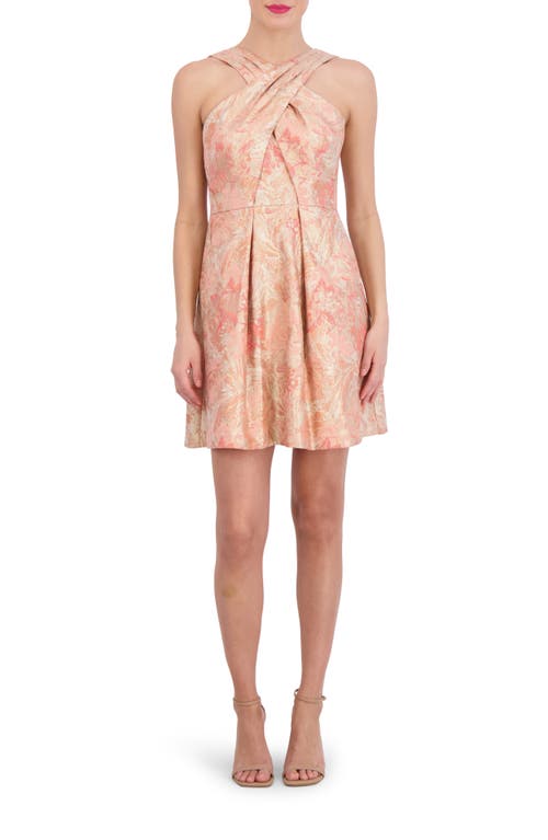 Vince Camuto Floral Jacquard Fit & Flare Minidress Coral at Nordstrom,