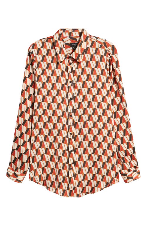 Shop Tahari Asl Print Satin Shirt In Ivory Multi