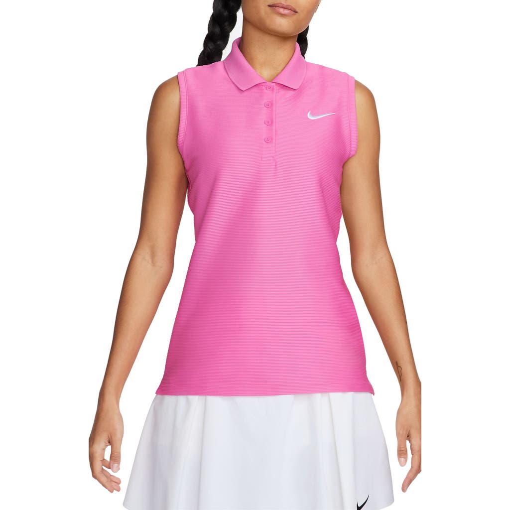Nike Victory Dri-fit Sleeveless Golf Polo In Playful Pink/white