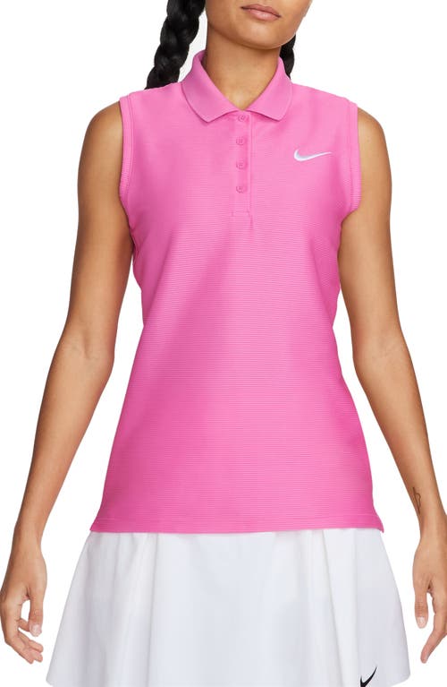 Shop Nike Victory Dri-fit Sleeveless Golf Polo In Playful Pink/white