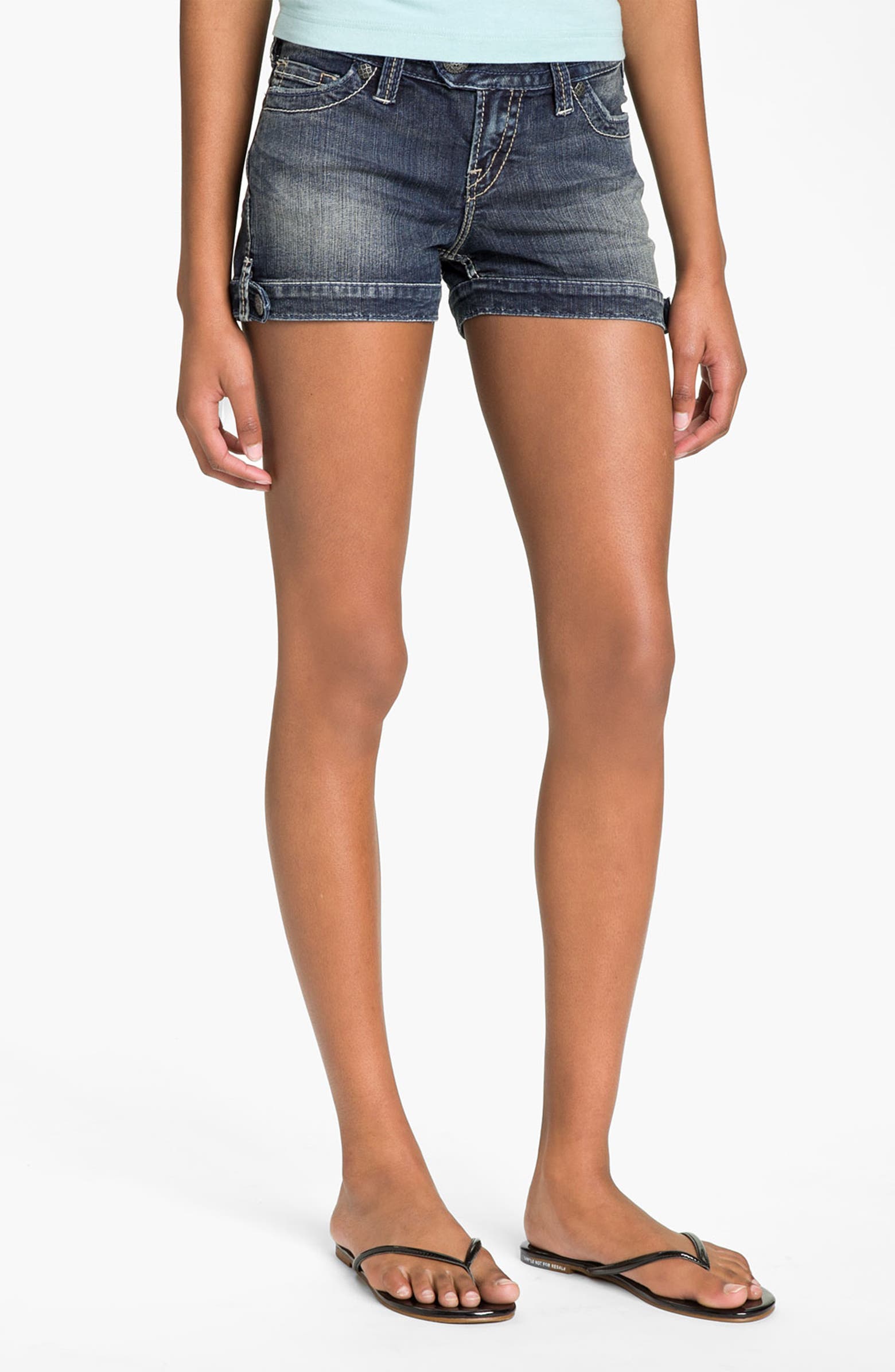 Silver Jeans Co. 'Marti' Tab Cuff Denim Shorts (Juniors) | Nordstrom
