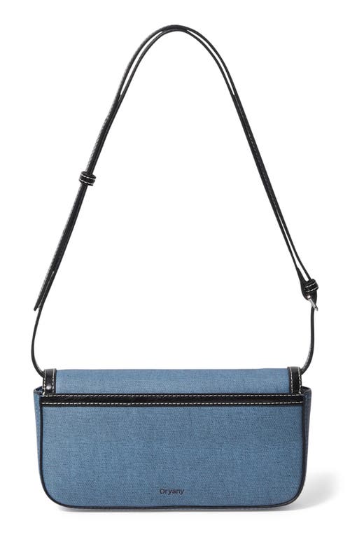 Shop Oryany Moroccan Denim Print Leather Crossbody Phone Wallet In Denim Blue