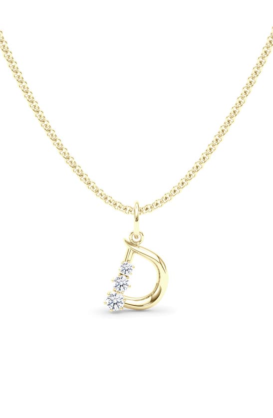 Hautecarat Graduated Lab-created Diamond Initial Letter Pendant Necklace In D - 18k Yellow Gold