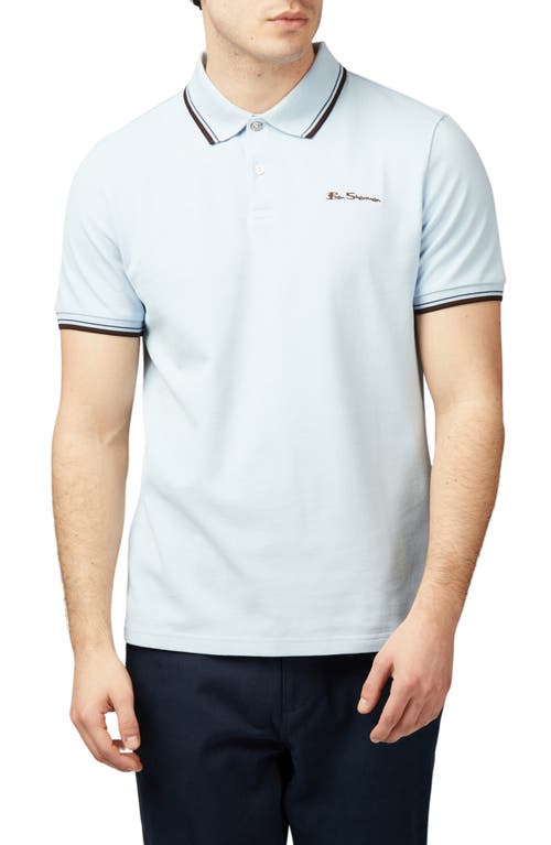 Shop Ben Sherman Signature Tipped Organic Cotton Piqué Polo In Sky