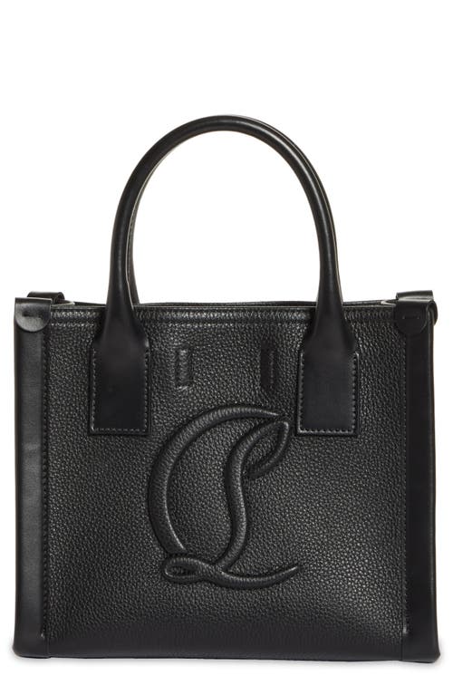 Christian Louboutin Mini By My Side Grained Leather East/West Tote in Black/Black/Black at Nordstrom