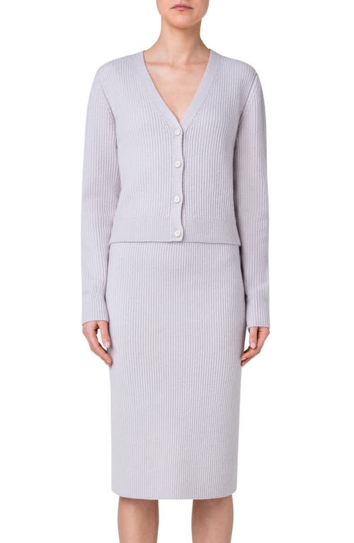 Akris Rib Cashmere Cardigan 033 Greige at Nordstrom,