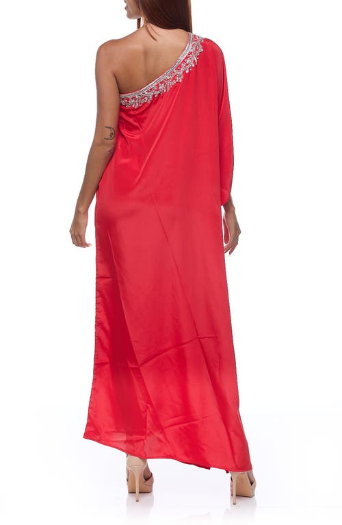 Ranee's Ranees Embellished One-shoulder Dress In Red