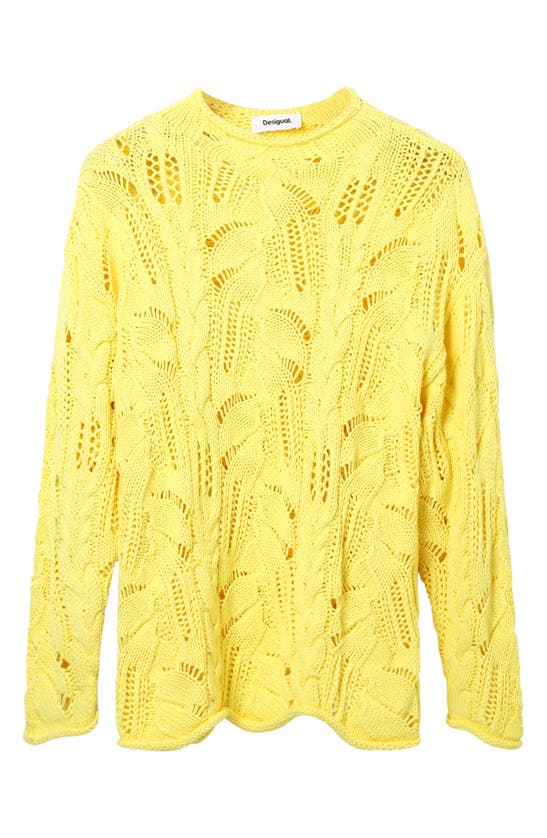 Shop Desigual Jers Milano Oversize Sweater In Yellow