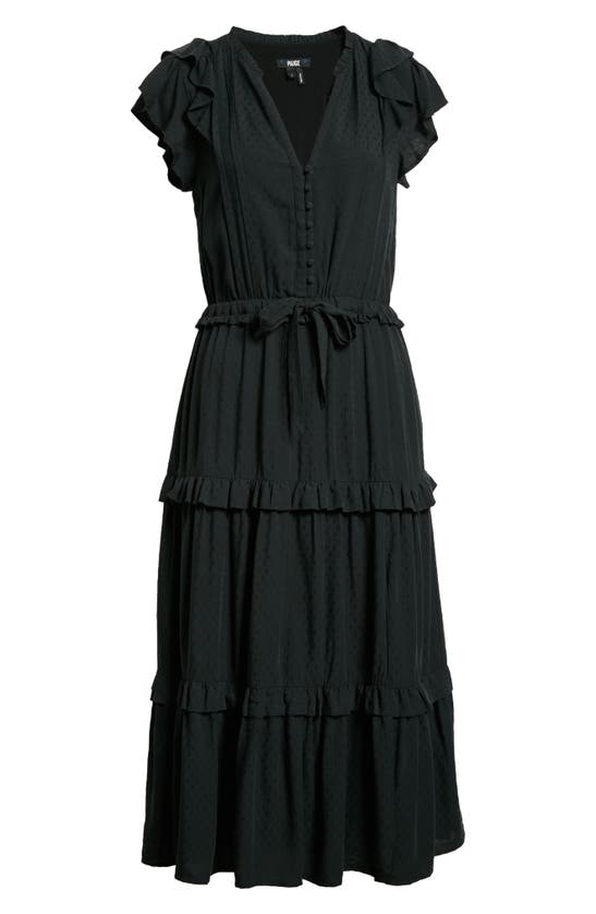 PAIGE PAIGE ROZLYN TIERED RUFFLE MIDI DRESS