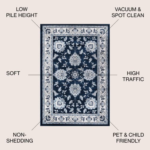 Jonathan Y Cherie French Cottage Area Rug In Navy/ivory