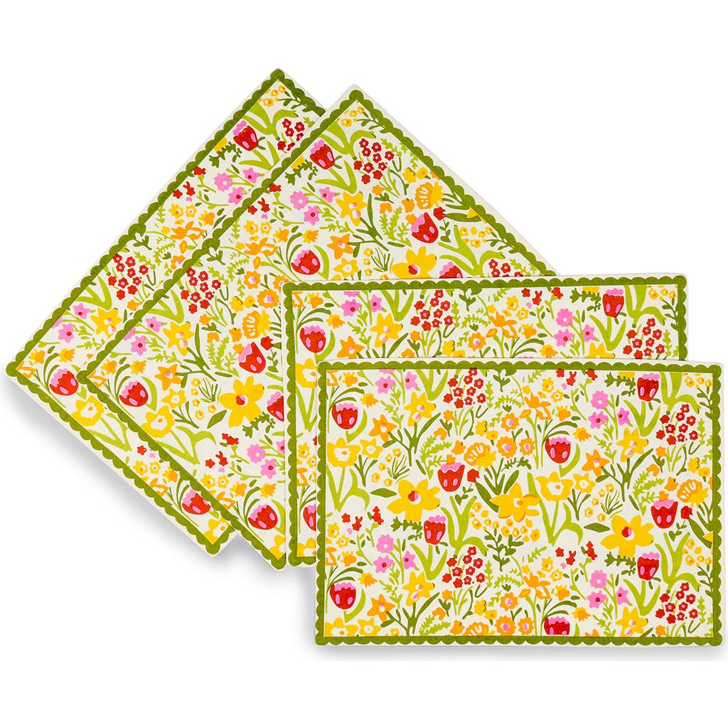 Tiramisu Set Of 4 Cotton Placemats In Yellow Floral
