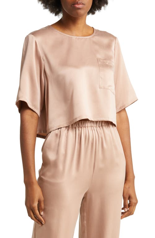 Lunya Washable Silk Crop Sleep T-Shirt Otium Tan at Nordstrom,