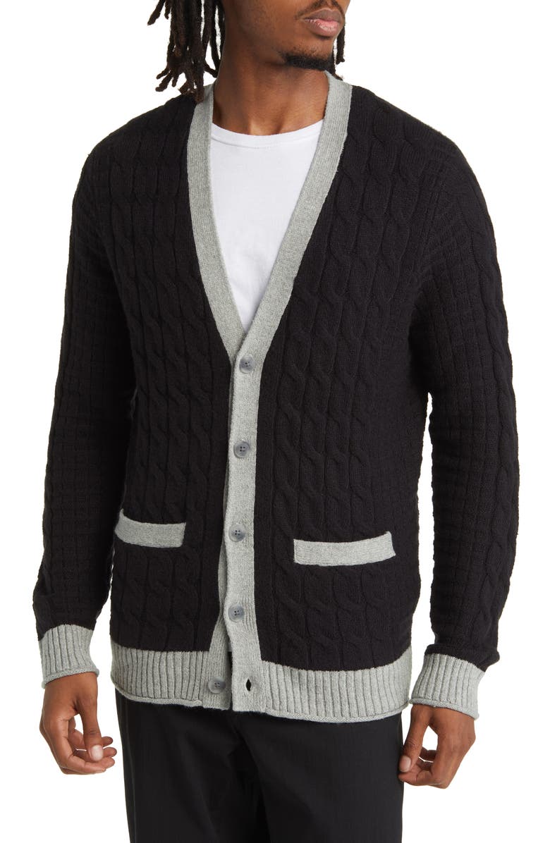 BP. Tipped V-Neck Cable Cardigan | Nordstrom