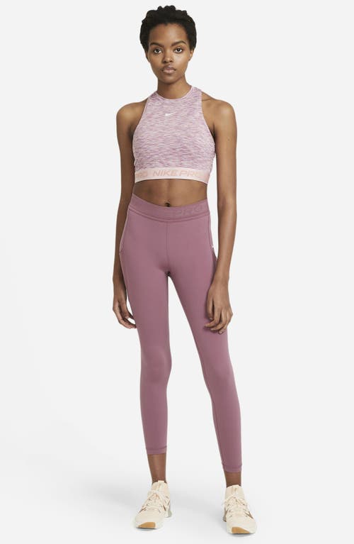 Shop Nike Pro Space Dye Crop Tank In Sweet Beet/pink Glaze/white