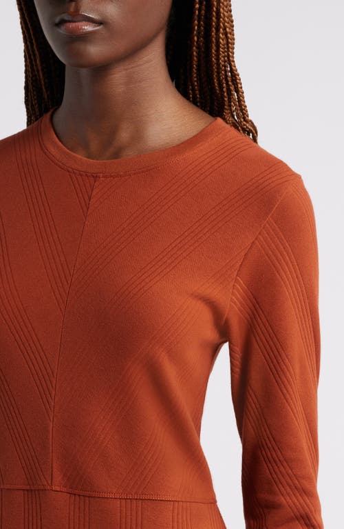 TREASURE & BOND TREASURE & BOND DIRECTIONAL RIB LONG SLEEVE COTTON BLEND KNIT DRESS