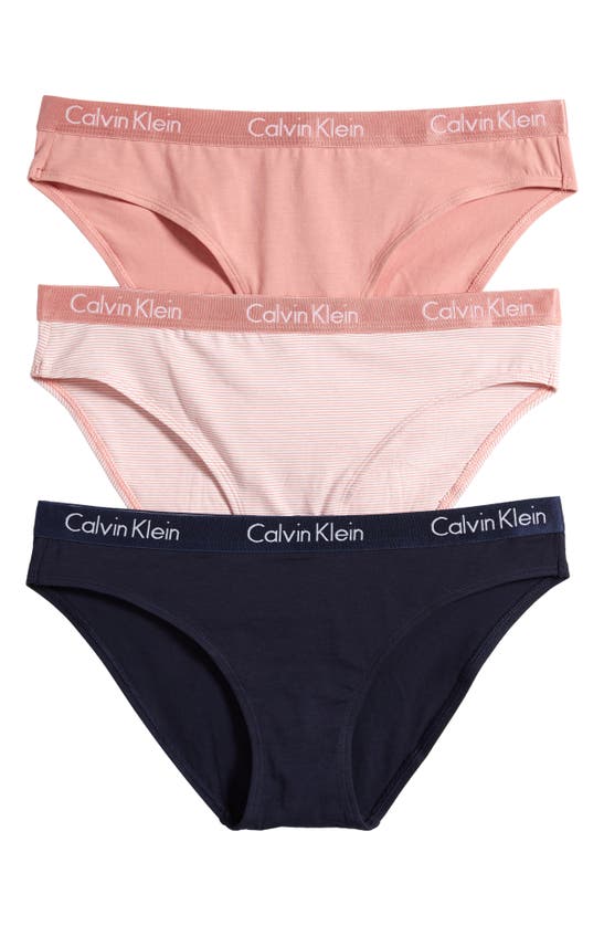Calvin Klein Motive Cotton Bikini Panties In Pink Shoreline/ Black