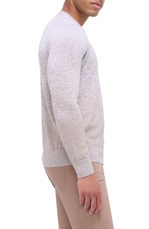 Bugatchi Pattern Crewneck Merino Wool Sweater In Chalk