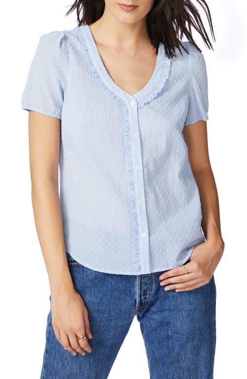 Clip Dot Cotton Blouse in Chambray Blue