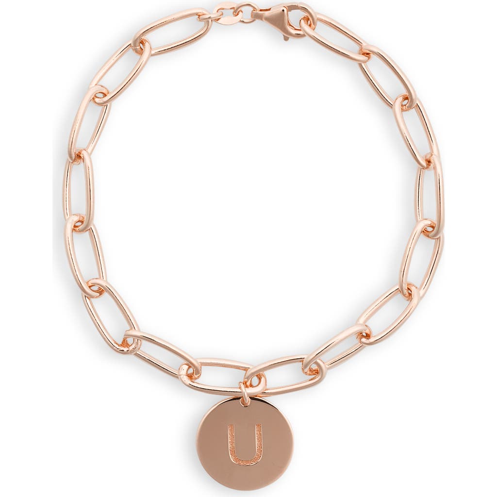 Meshmerise Initial Disc Charm Bracelet In Rose-u