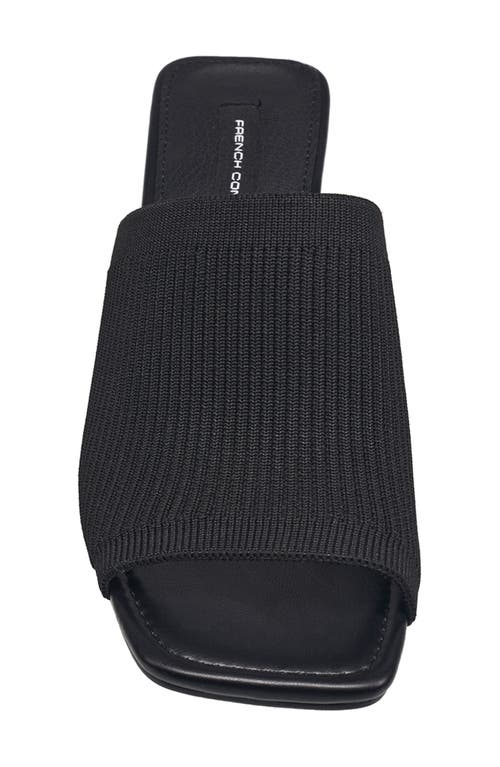 French Connection Women's Knit Styles Slip On Block Heel Sandal In Black