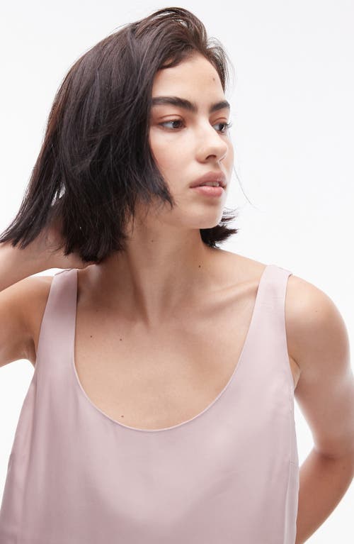 Shop Topshop Scoop Neck Satin Tank In Light Pink