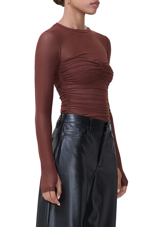 Shop Afrm Sandrine Long Sleeve Mesh Top In Cocoa