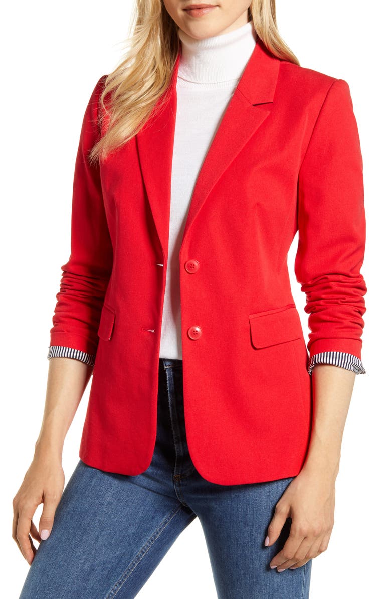 1901 Stretch Cotton Twill Blazer, Main, color, RED CHINOISE