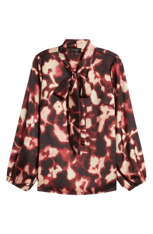 Shop Tahari Asl Print Bow Neck Shirt In Mulberry Multi