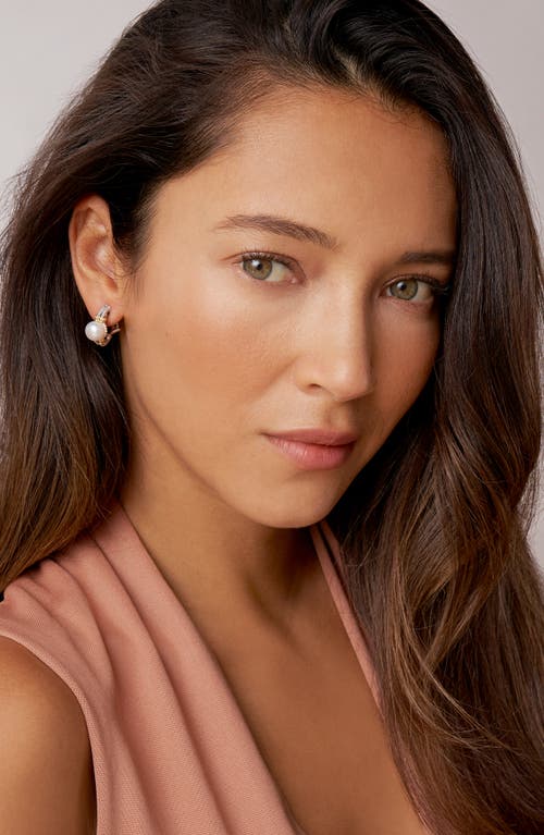 Lagos 18k Gold And Sterling Silver Luna Earrings With Cultured Freshwater Pearls In Silver/pearl